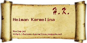 Heiman Karmelina névjegykártya